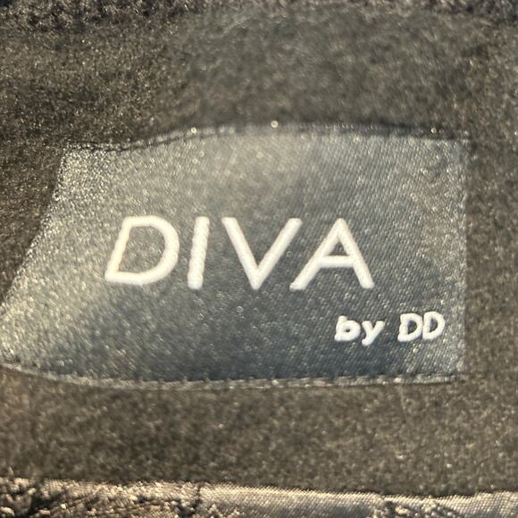 DIVA by DD Tulip Hem 100% Wool Leather Trim Dressy Style Coat Old Money Black M - Picture 3 of 8